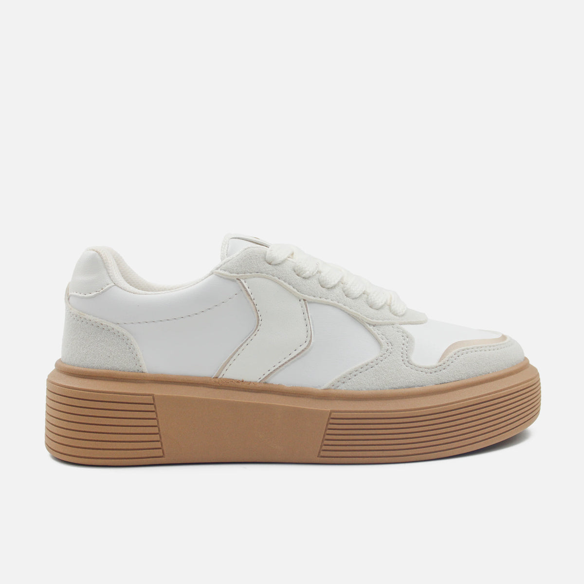 Tenis con plataforma flor de sintético para mujer - Beige