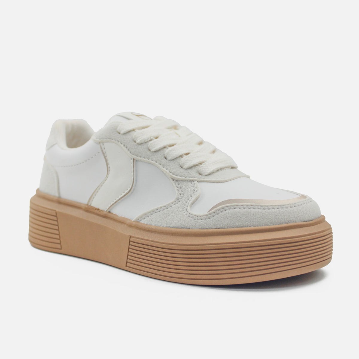 Tenis con plataforma flor de sintético para mujer - Beige