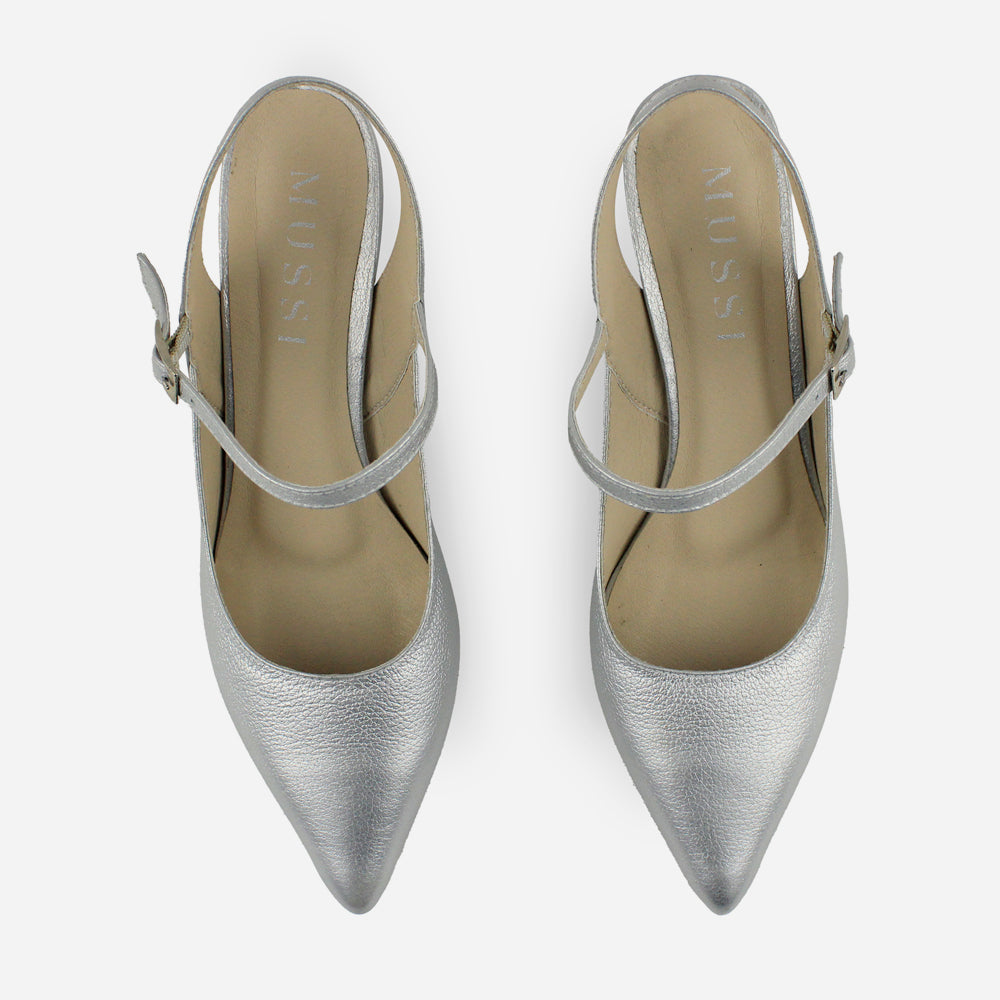 Tacones chelsea de cuero para mujer - Plata