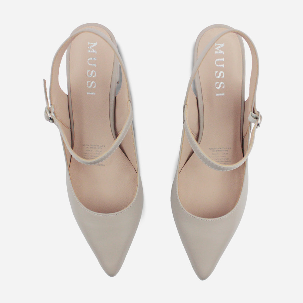 Tacones chelsea de cuero para mujer - Taupe