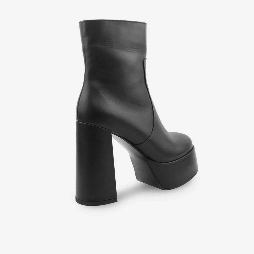 Bota plataforma queen de cuero para mujer - Negro