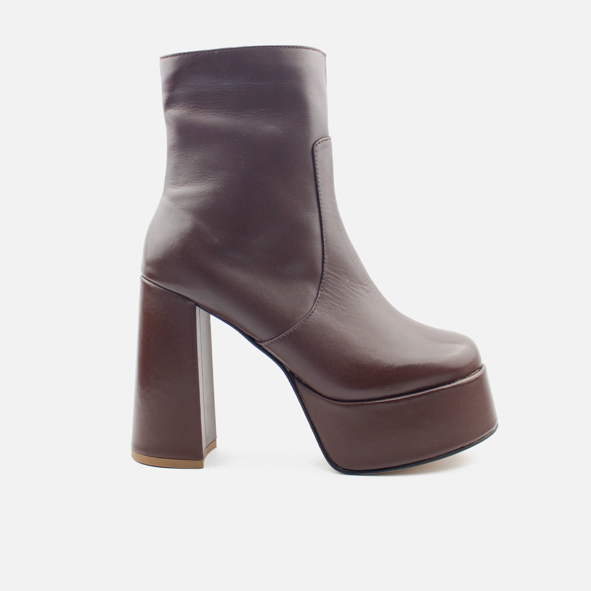 Botin tacon queen de cuero para mujer - Café