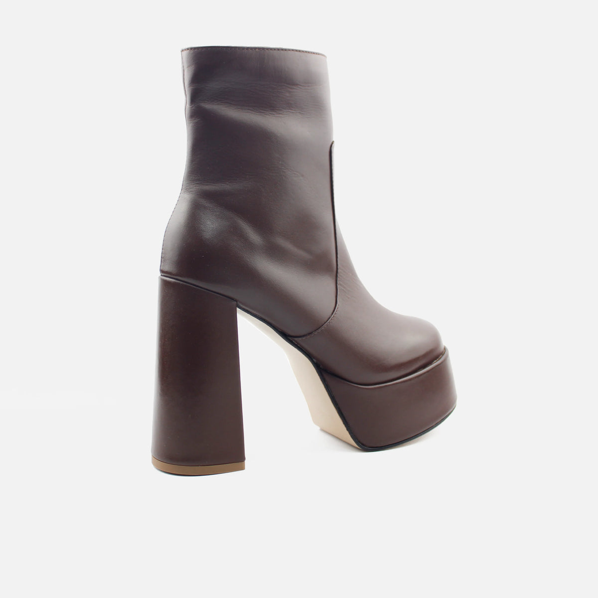 Botin tacon queen de cuero para mujer - Café