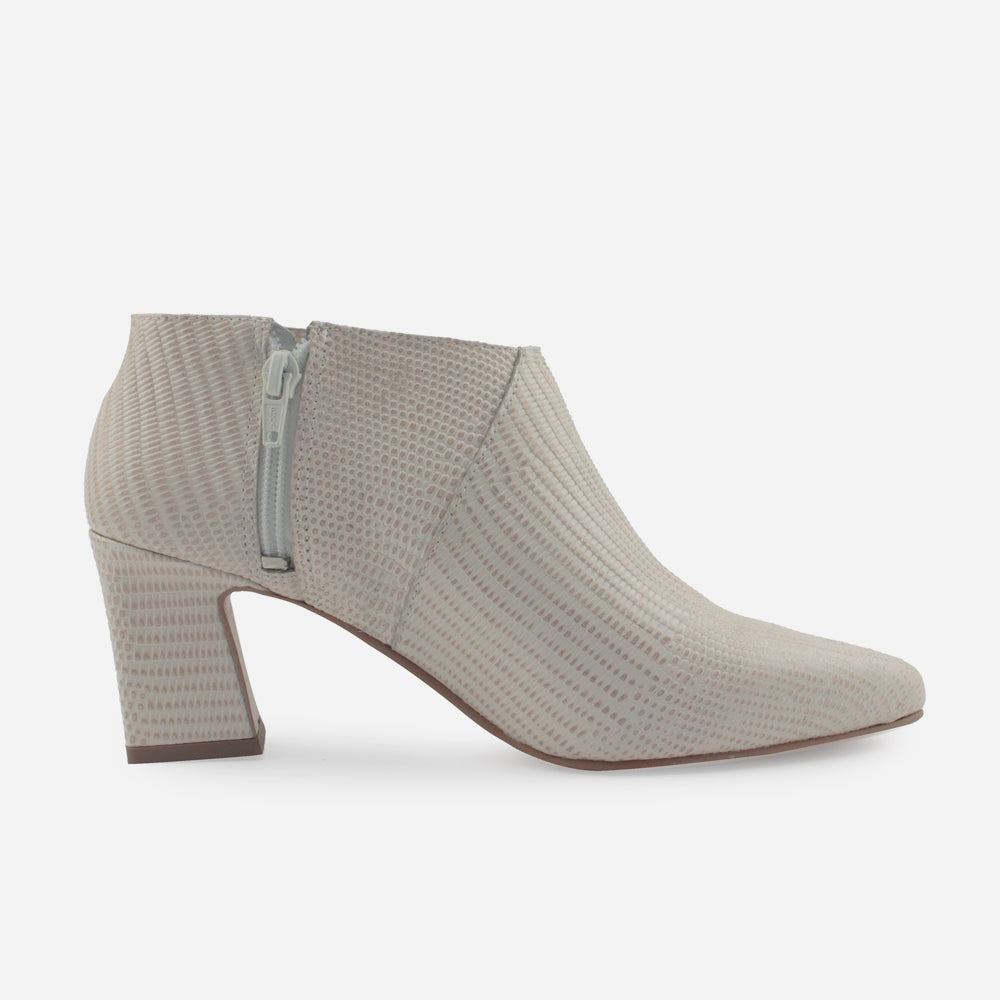 Botin tacon laos de cuero para mujer - Hueso