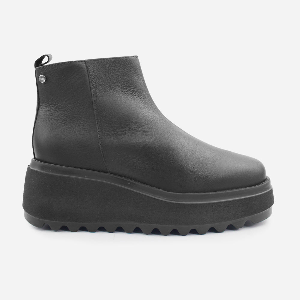 Botin flatform dakota de cuero para mujer - Negro