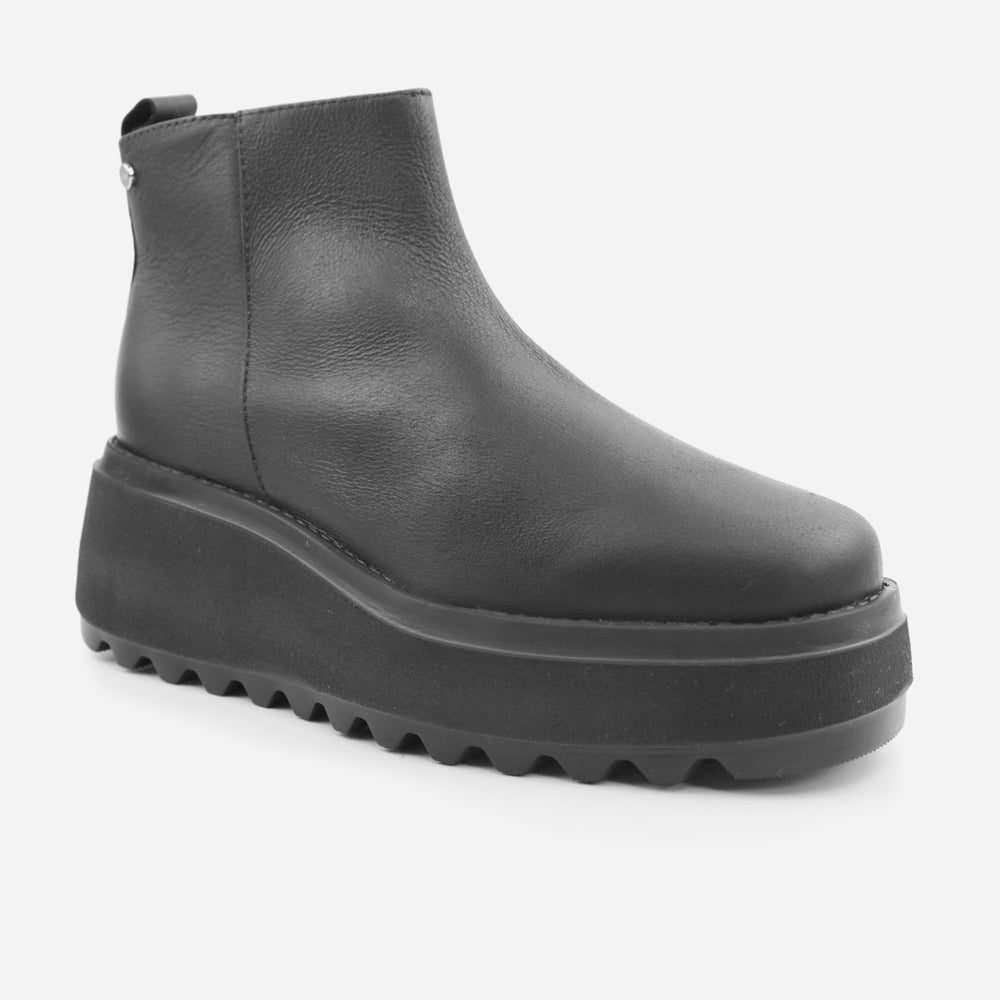 Botin flatform dakota de cuero para mujer - Negro