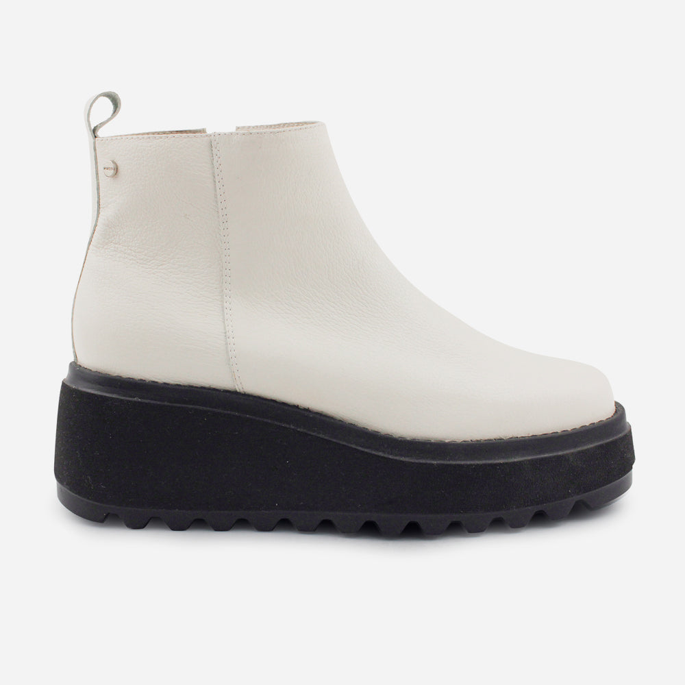 Botin flatform dakota de cuero para mujer - Hueso