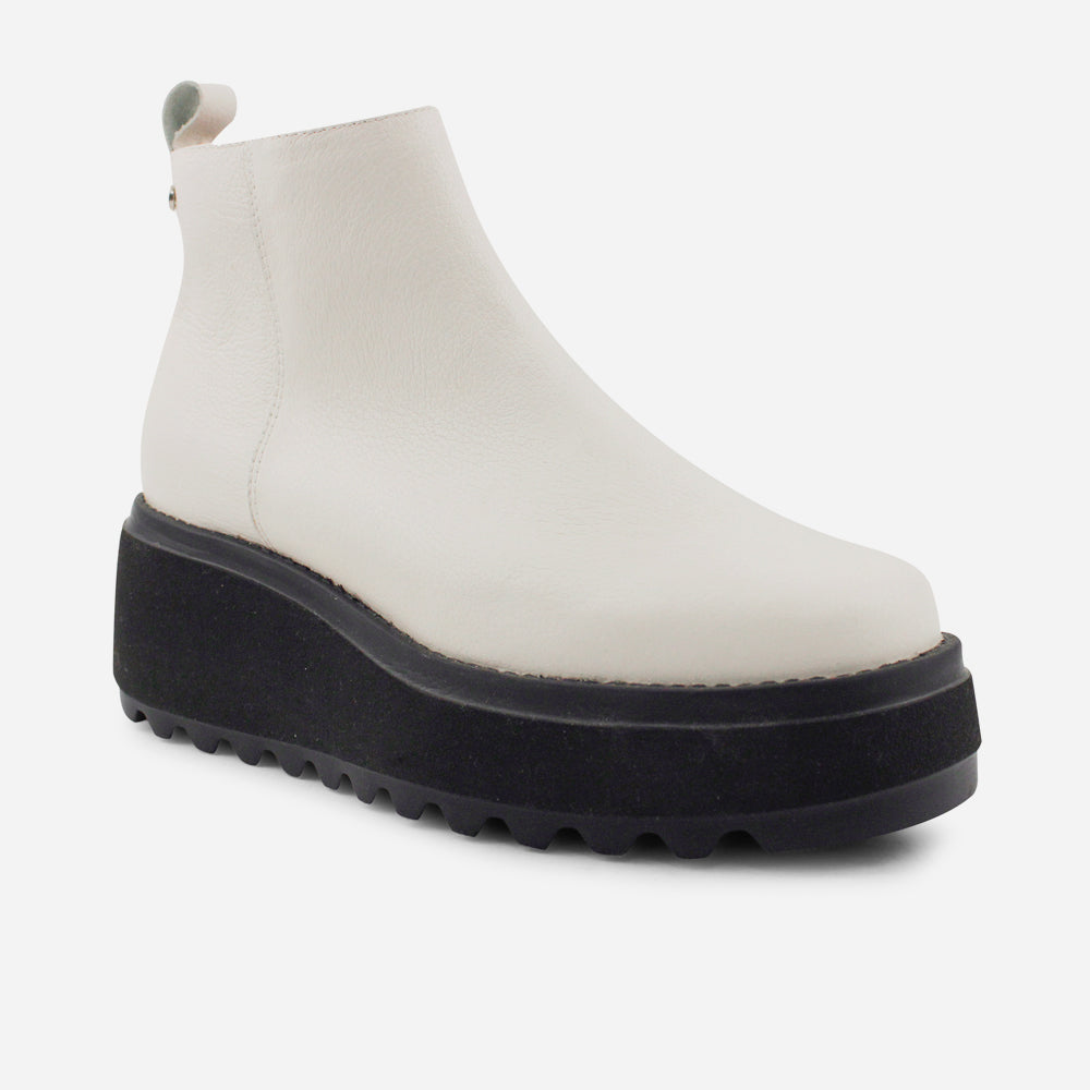 Botin flatform dakota de cuero para mujer - Hueso