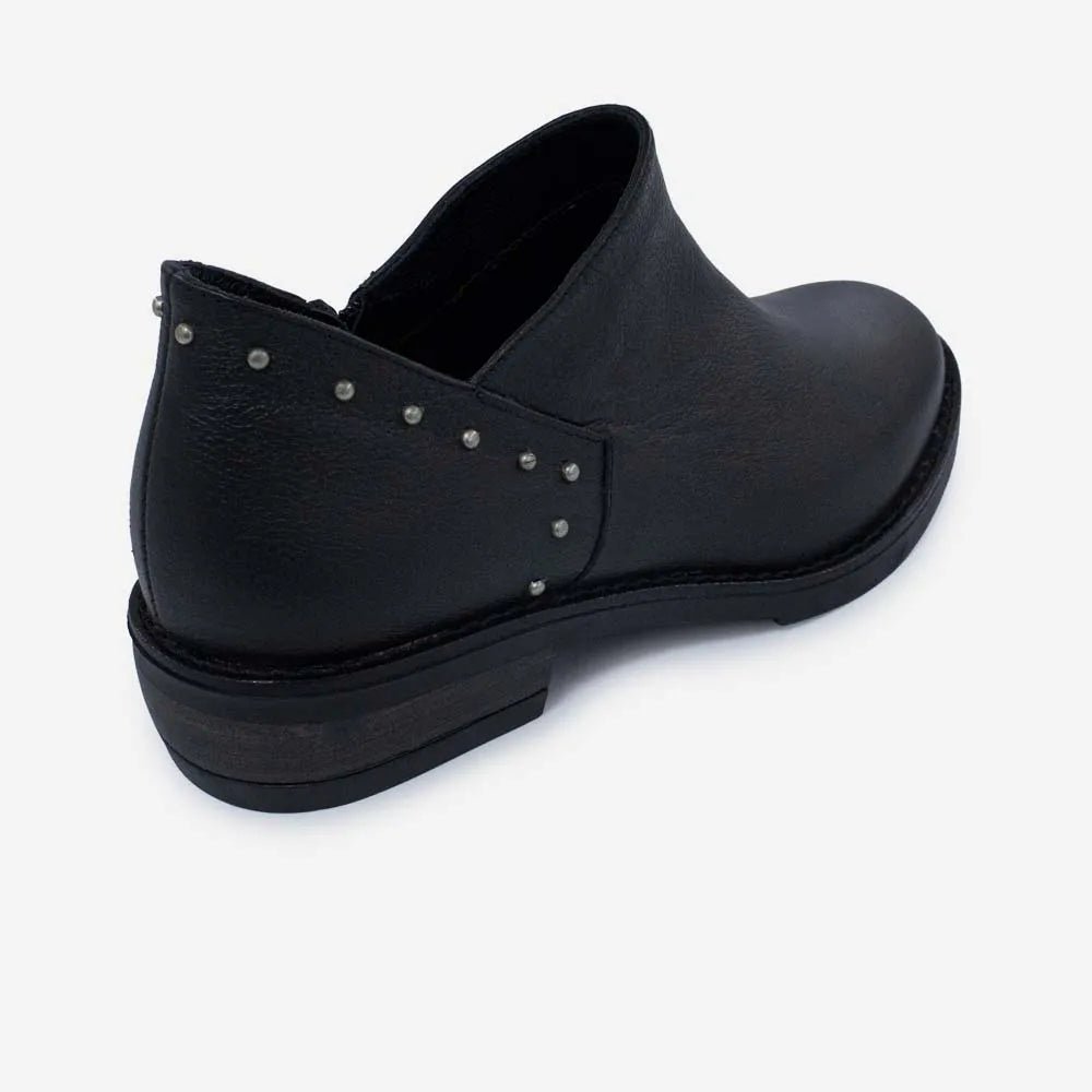 Botin plano ciciele de cuero para mujer - Negro