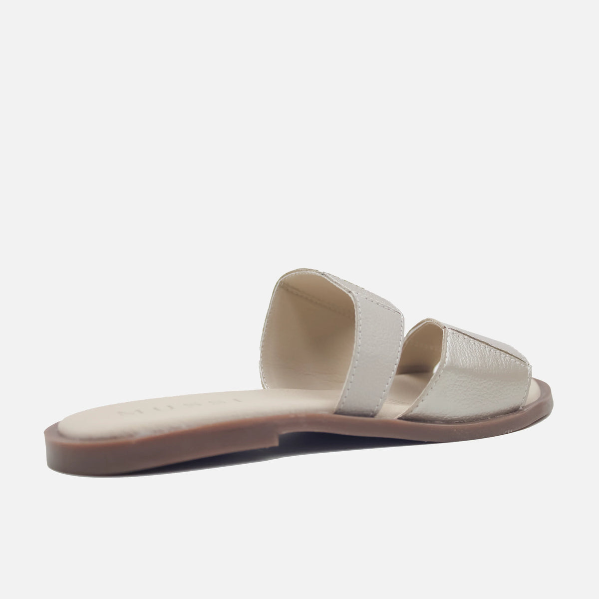 Sandalia plana tranquilidad de cuero para mujer - Beige