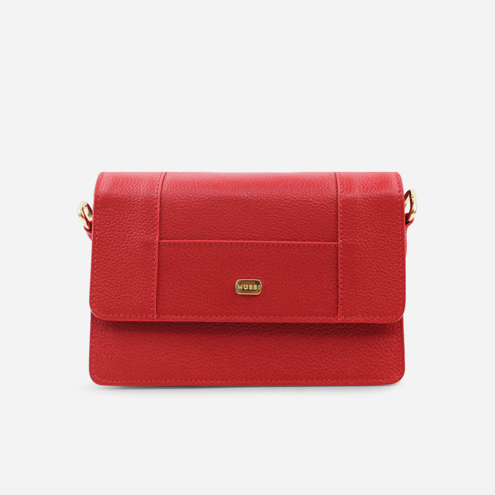 Bolso manos libres mirak de cuero para mujer - Rojo