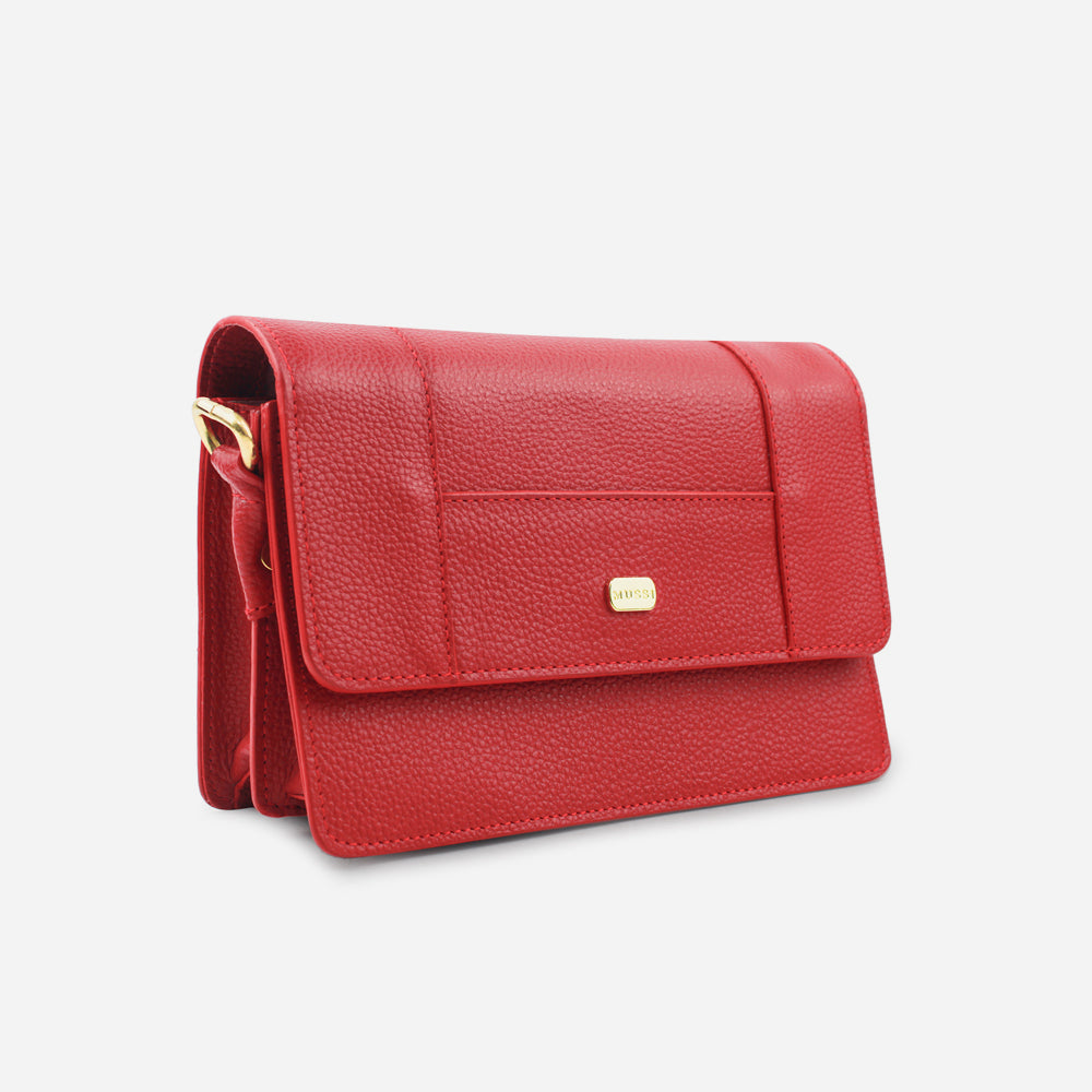 Bolso manos libres mirak de cuero para mujer - Rojo