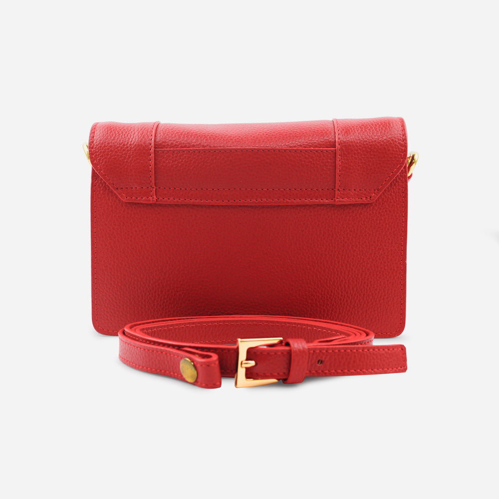 Bolso manos libres mirak de cuero para mujer - Rojo