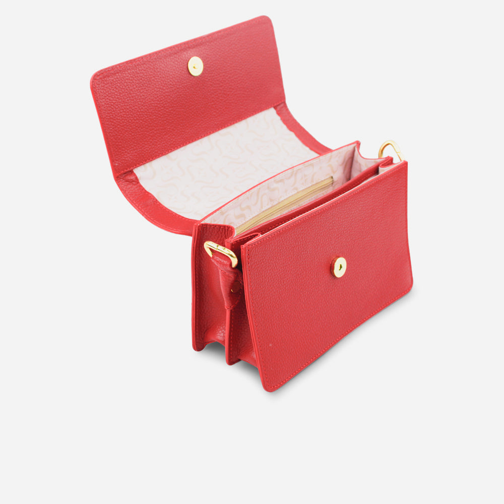 Bolso manos libres mirak de cuero para mujer - Rojo