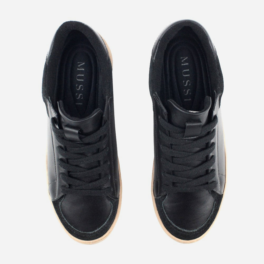 Tenis Sneakers electro de cuero carnaza para mujer - Negro