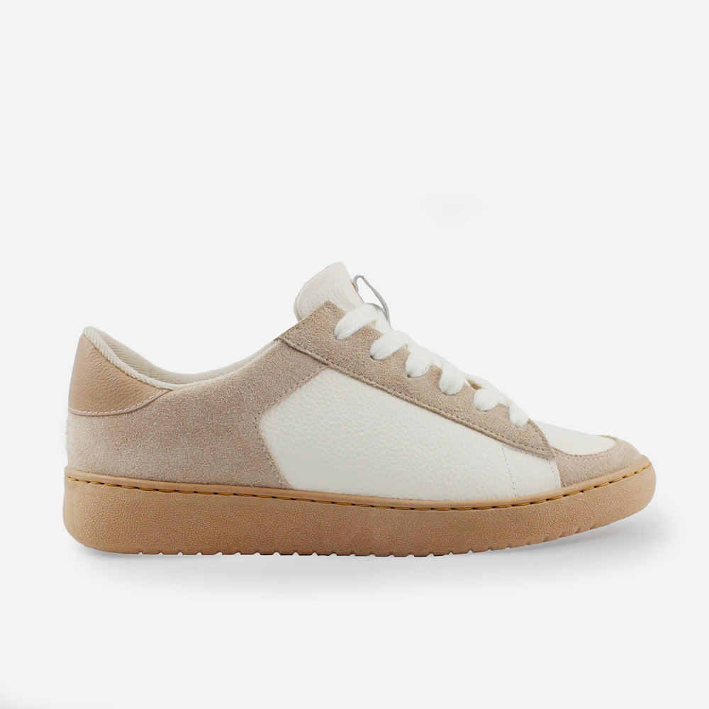 Tenis Sneakers electro de cuero para mujer - Beige