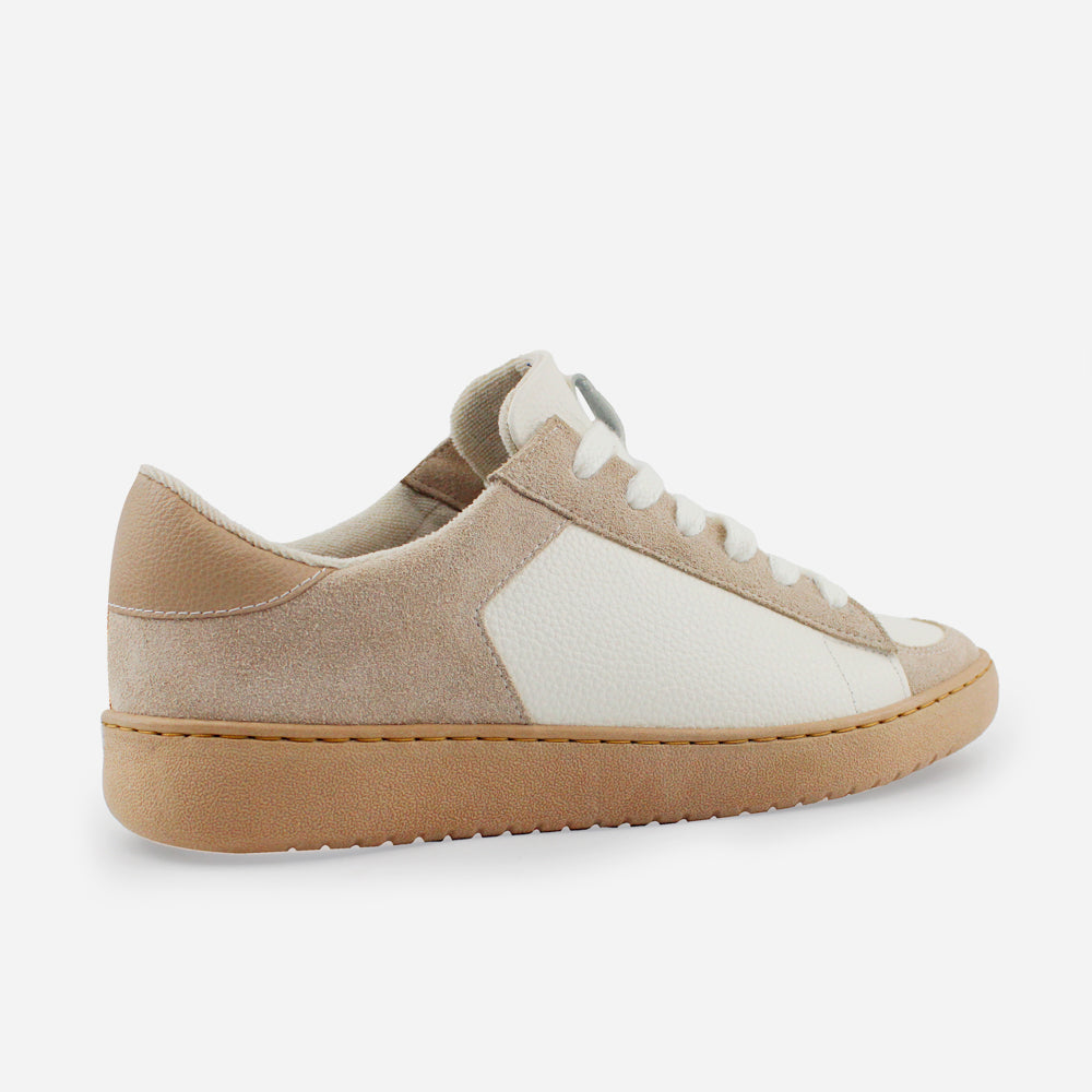 Tenis Sneakers electro de cuero para mujer - Beige