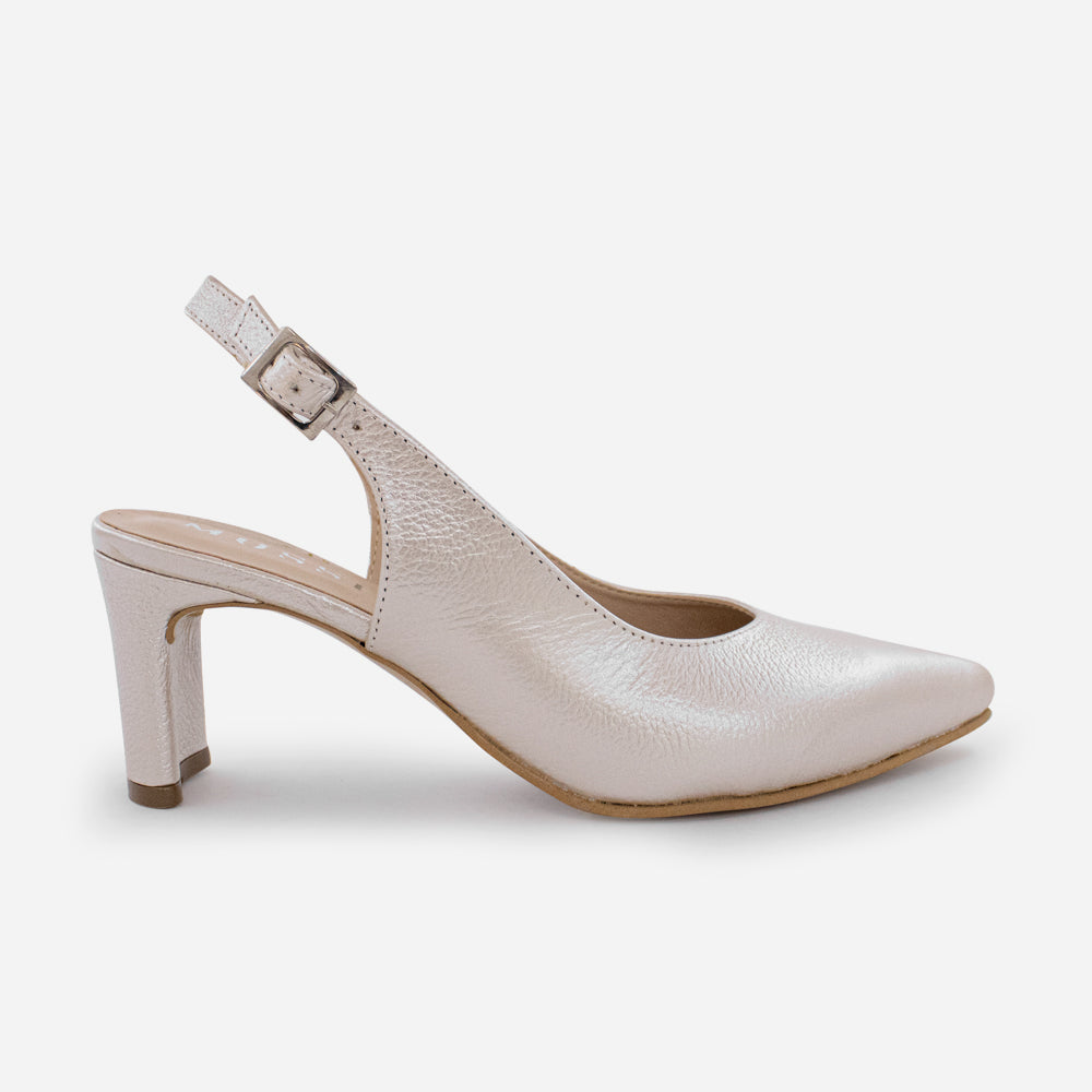 Tacones antilen de cuero para mujer - Champaña