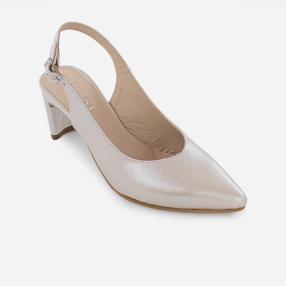 Tacones antilen de cuero para mujer - Champaña