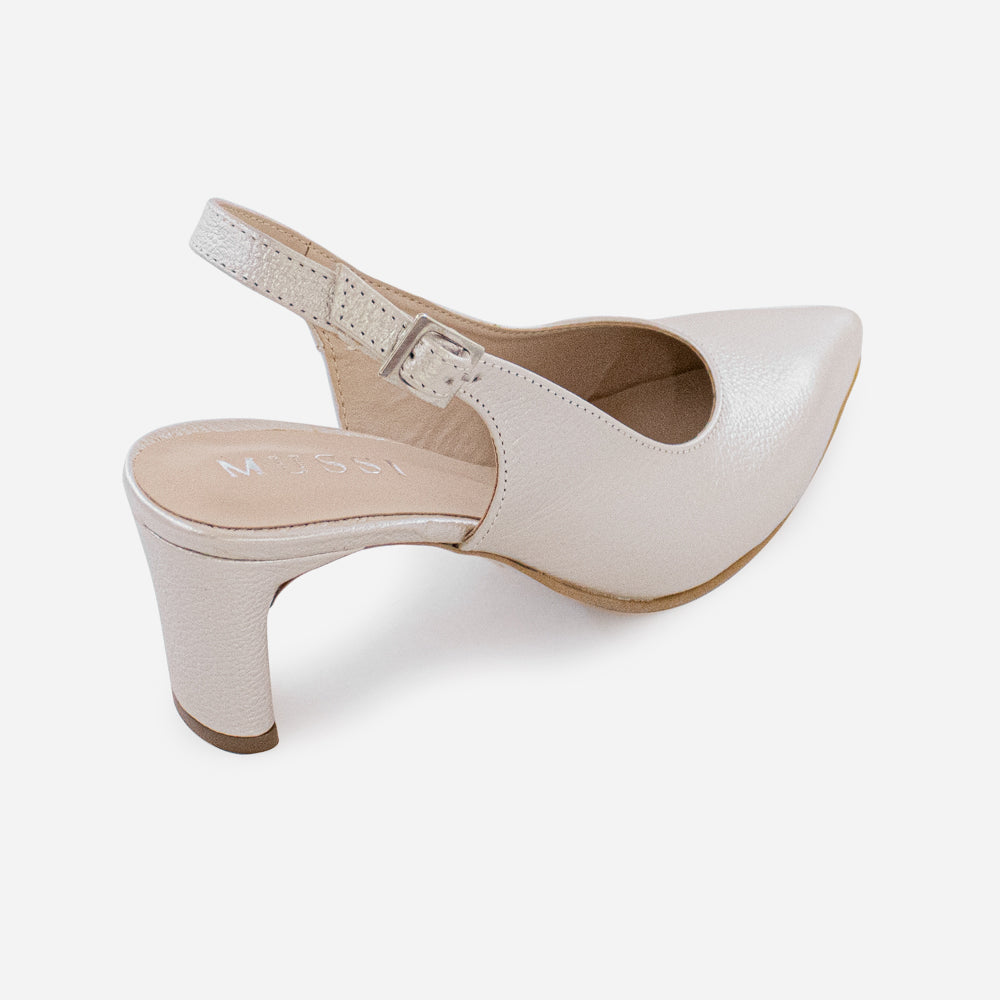 Tacones antilen de cuero para mujer - Champaña