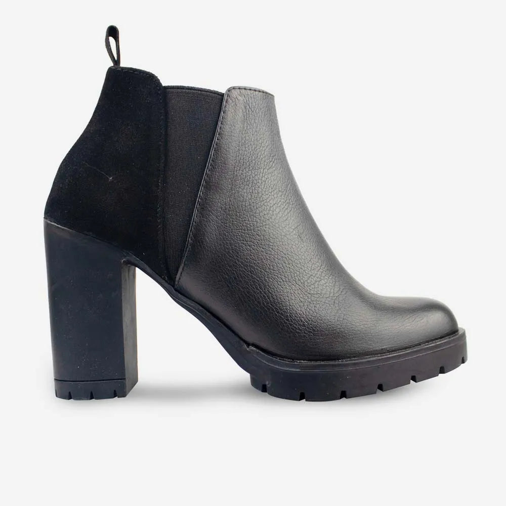 Botin tacon sylvia de cuero para mujer - Negro