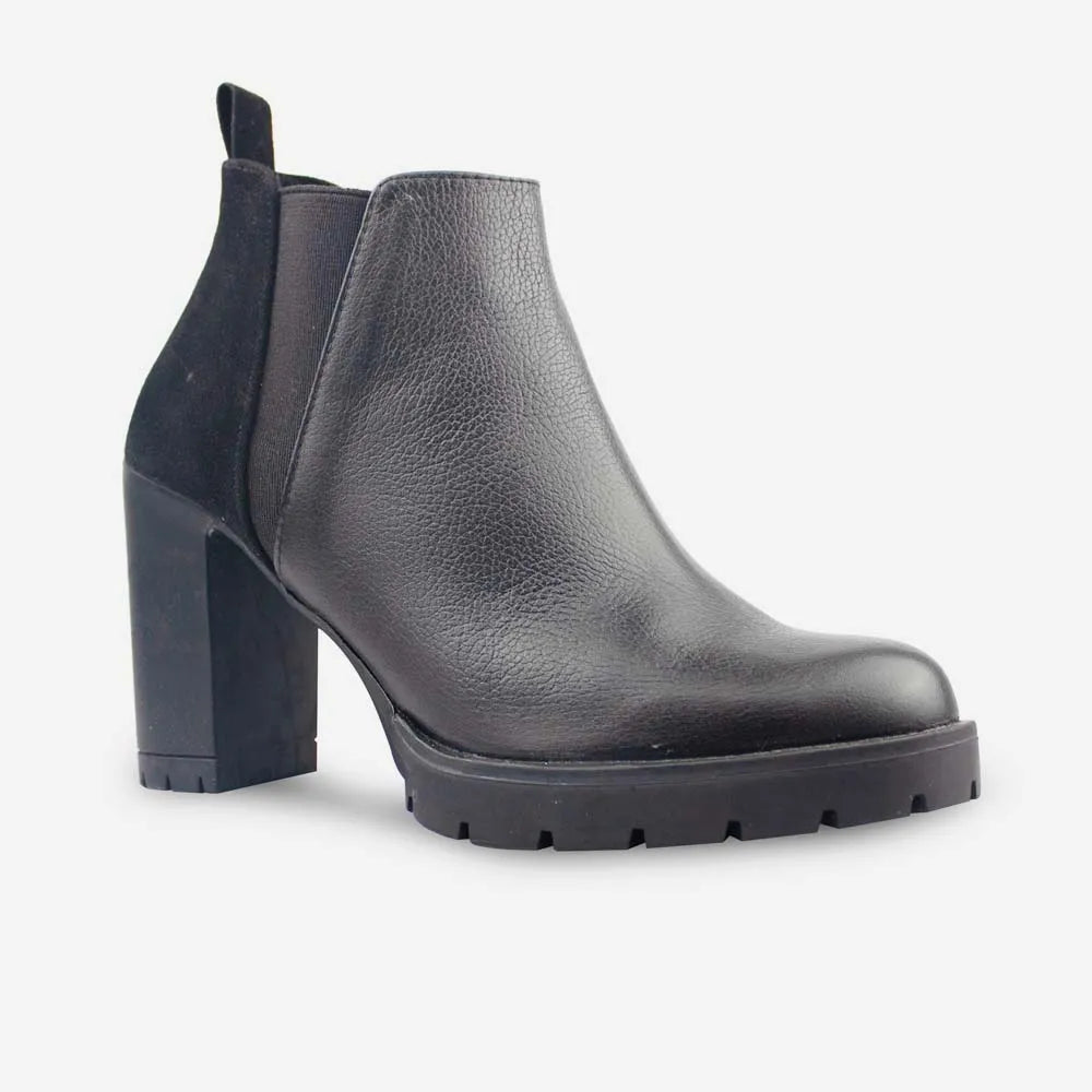 Botin tacon sylvia de cuero para mujer - Negro