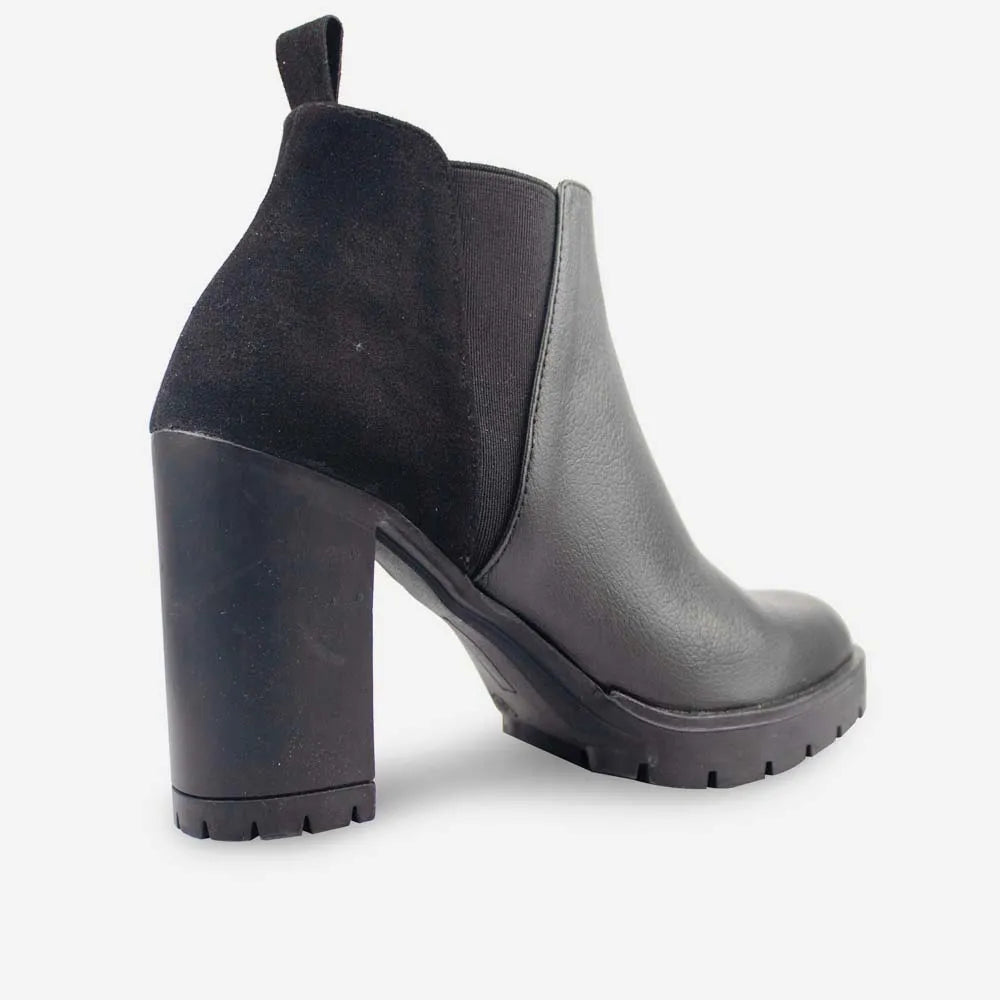 Botin tacon sylvia de cuero para mujer - Negro