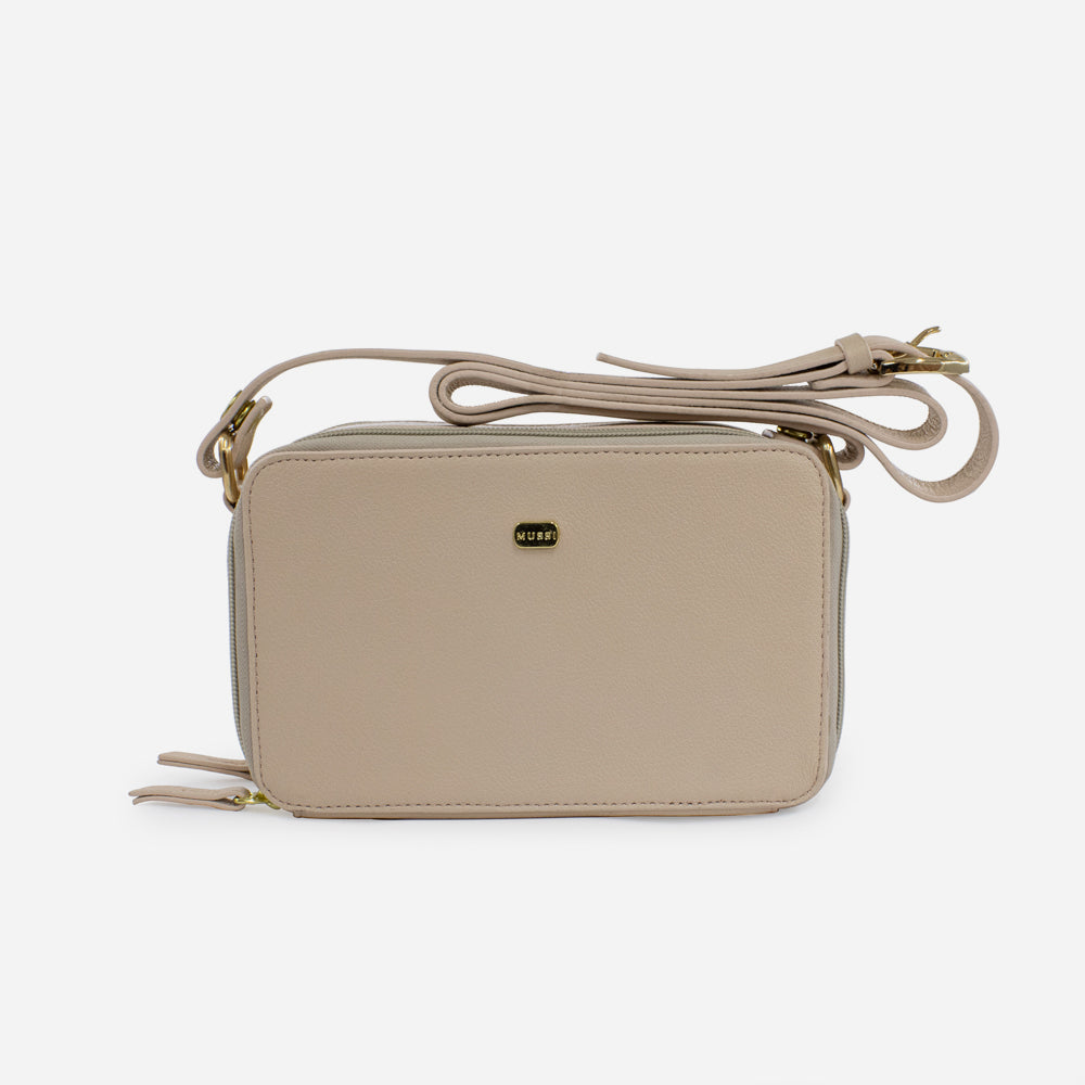 Bolso manos libres garnet de cuero para mujer - Nude