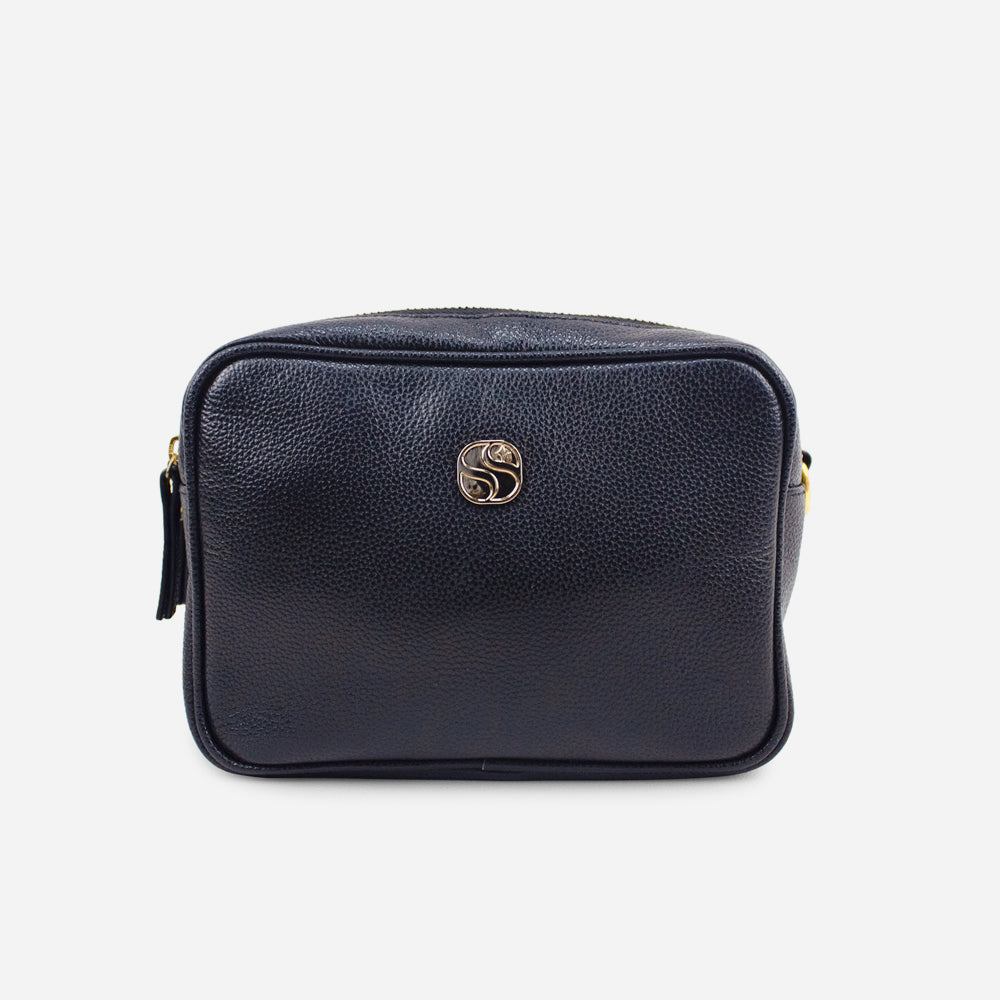 Bolso manos libres asa de cuero para mujer - Negro