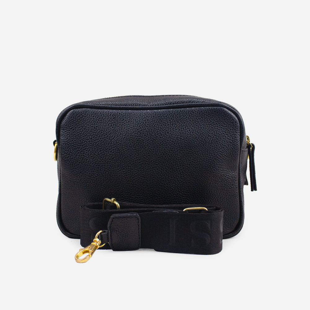 Bolso manos libres asa de cuero para mujer - Negro