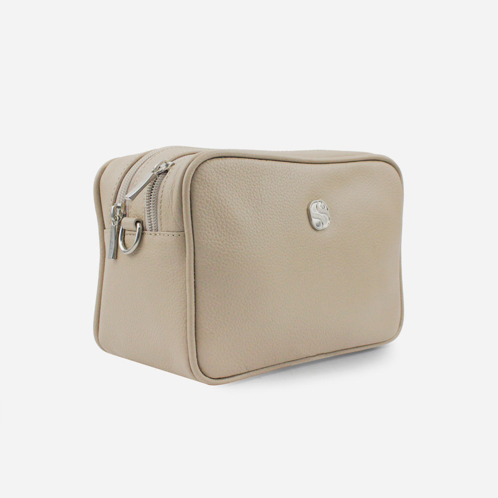 Bolso manos libres asa de cuero para mujer - Taupe