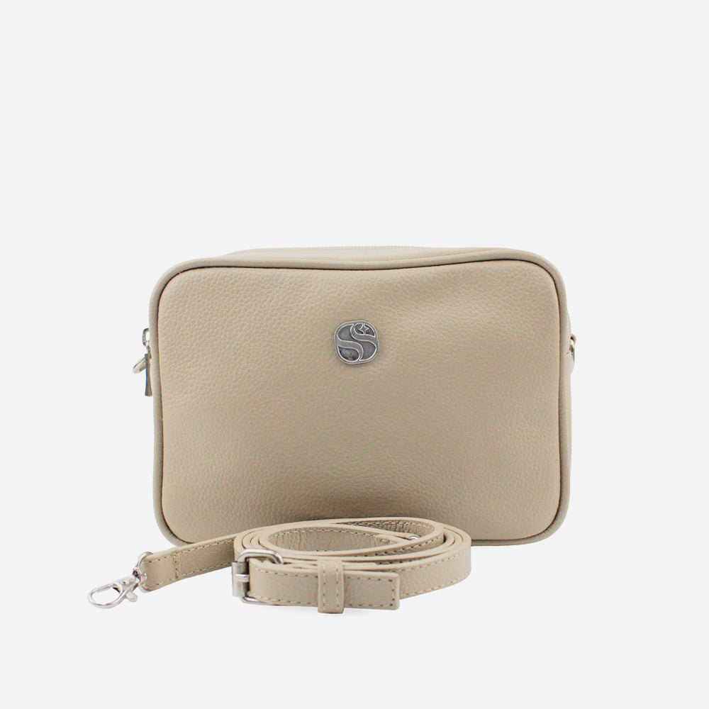 Bolso manos libres asa de cuero para mujer - Taupe