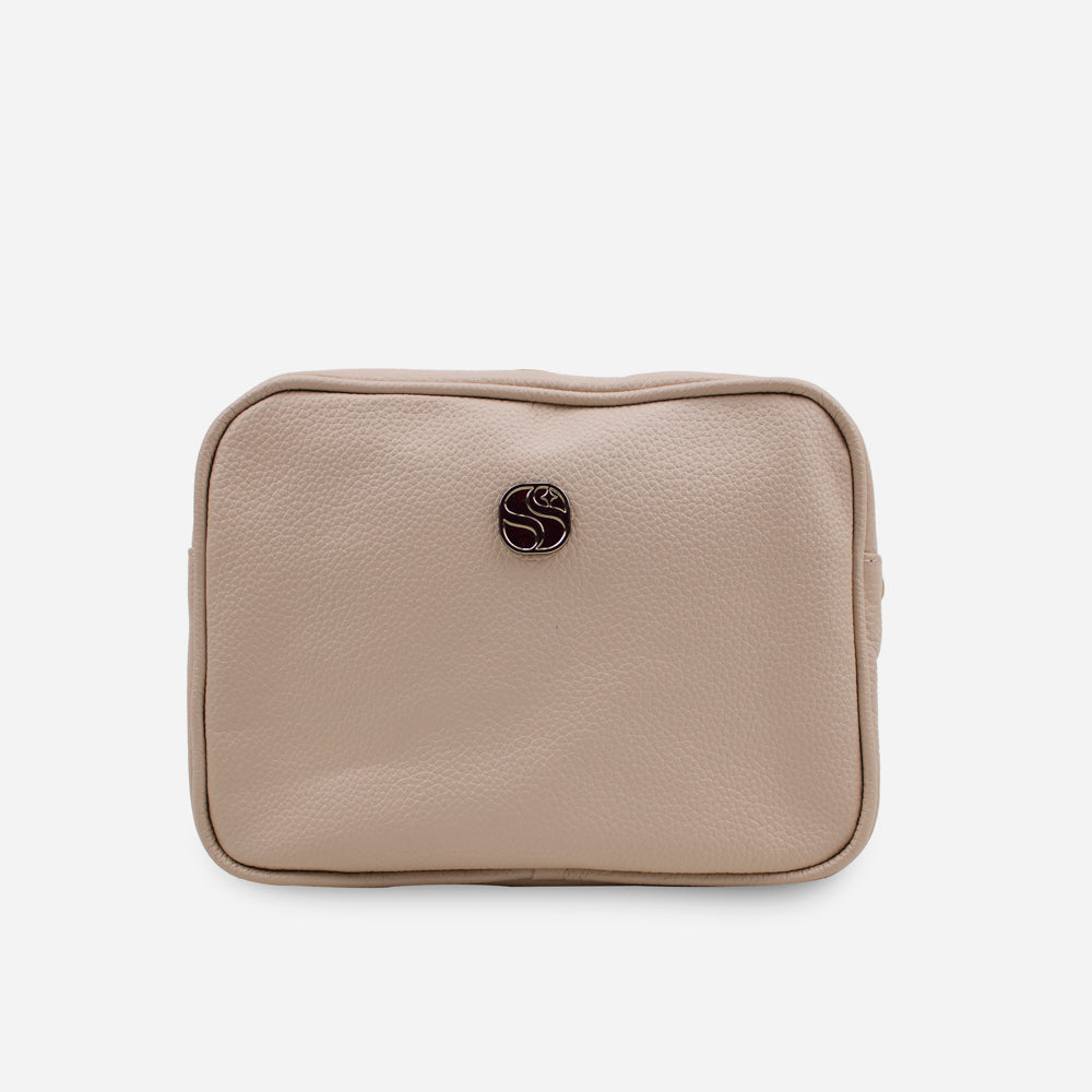 Bolso manos libres asa de cuero para mujer - Nude