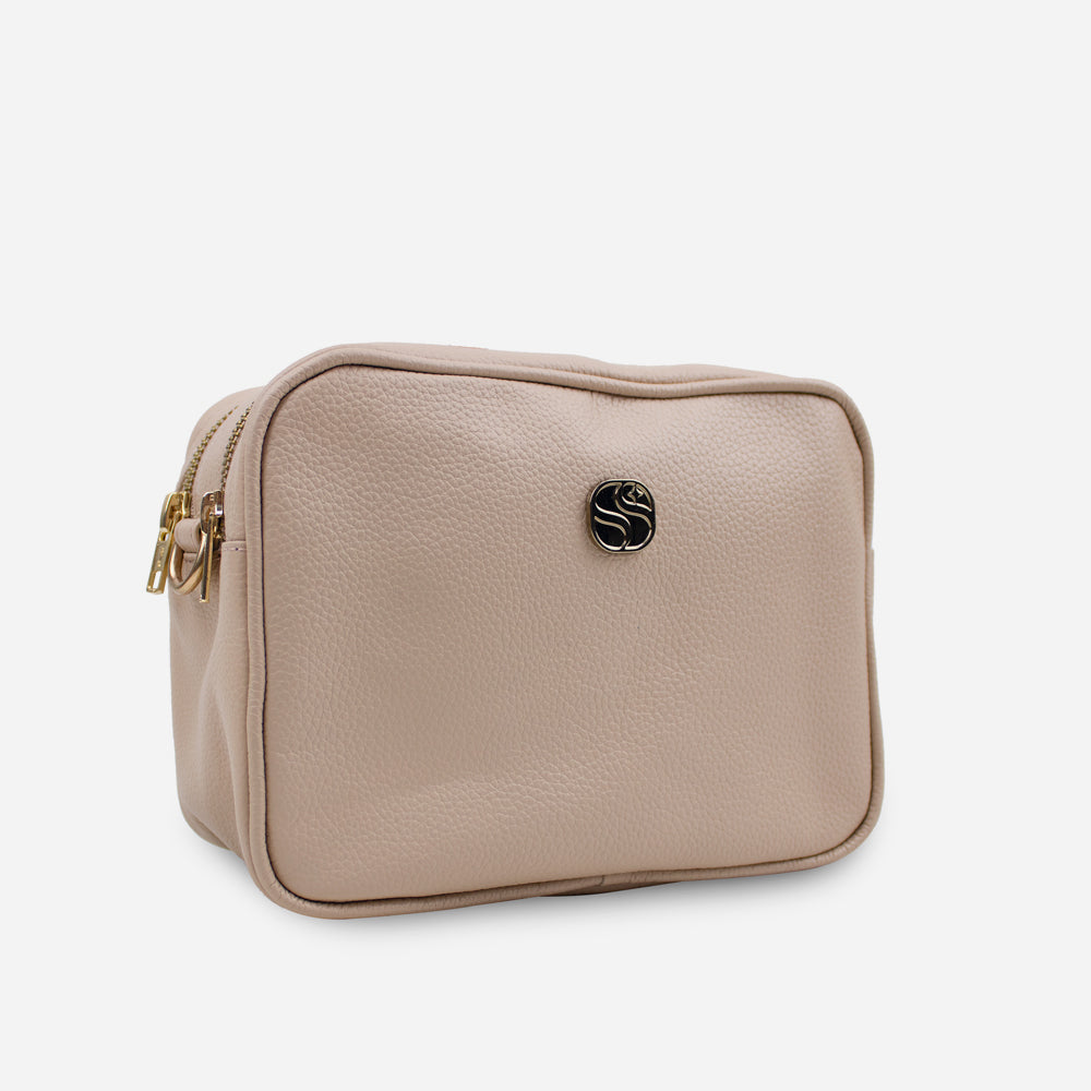 Bolso manos libres asa de cuero para mujer - Nude