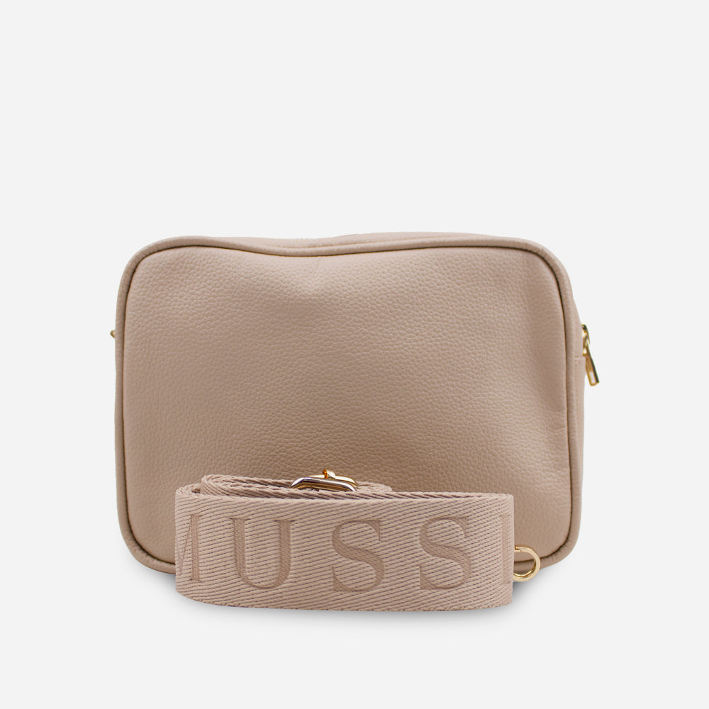 Bolso manos libres asa de cuero para mujer - Nude