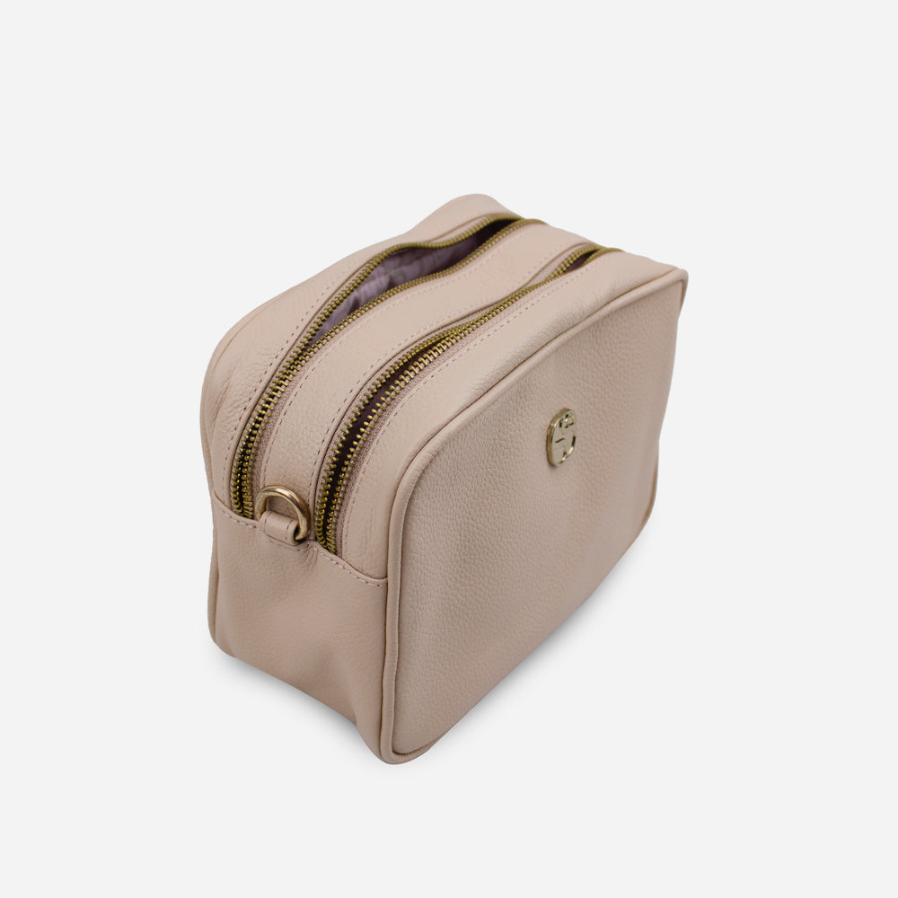 Bolso manos libres asa de cuero para mujer - Nude