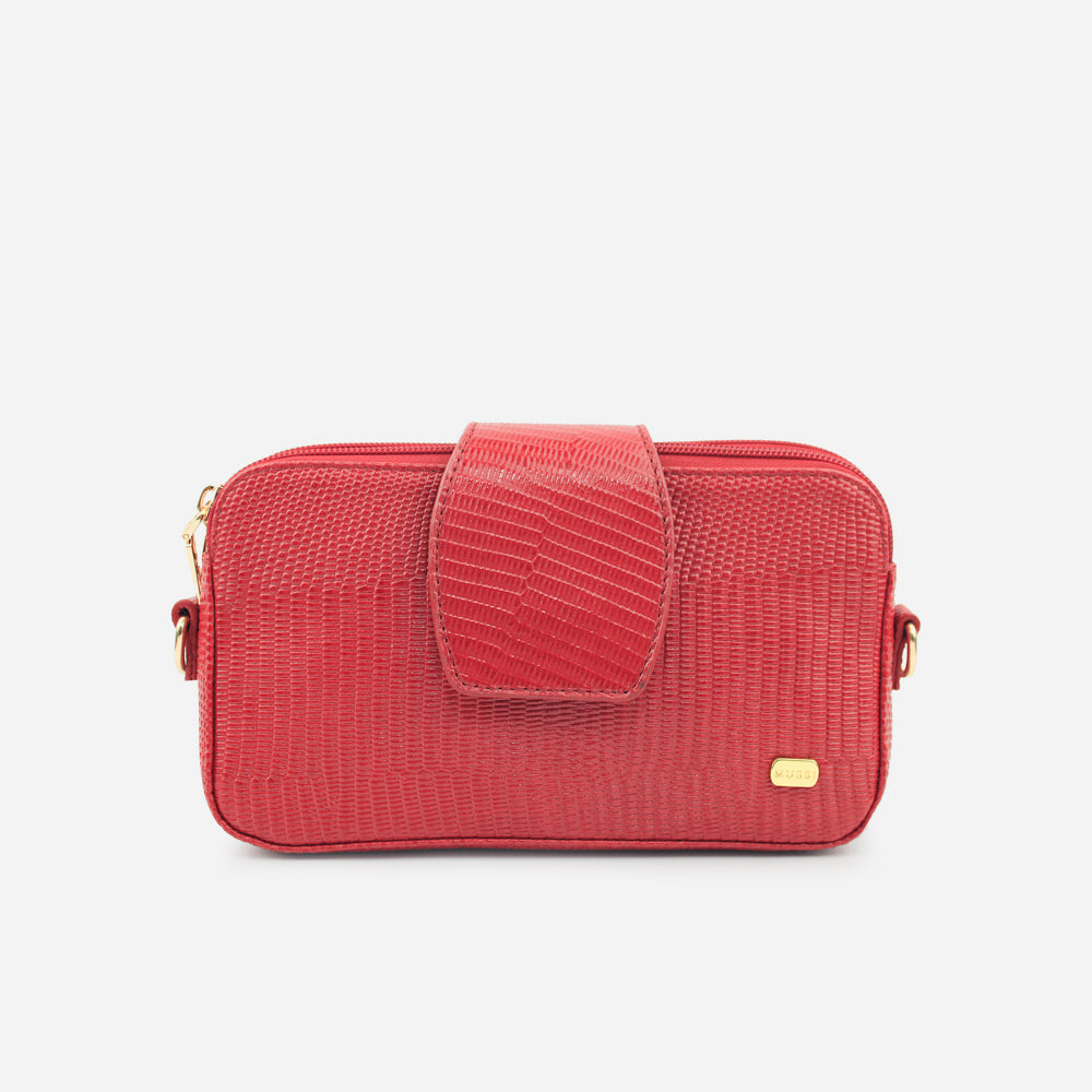 Bolso manos libres aurora de cuero para mujer - Rojo