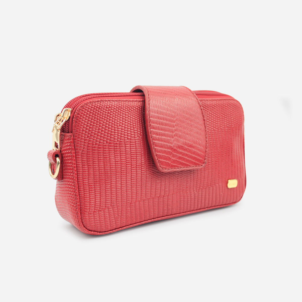 Bolso manos libres aurora de cuero para mujer - Rojo