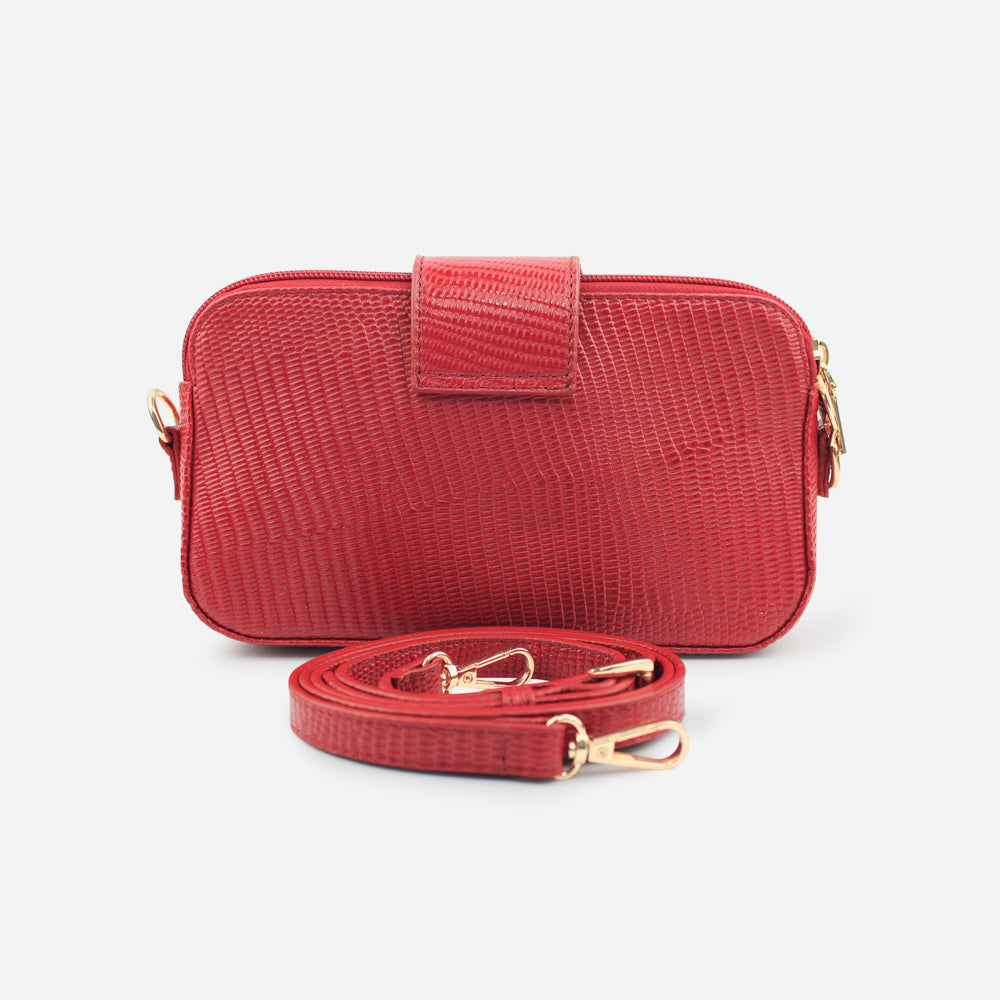 Bolso manos libres aurora de cuero para mujer - Rojo