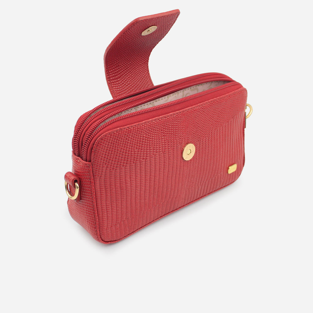 Bolso manos libres aurora de cuero para mujer - Rojo