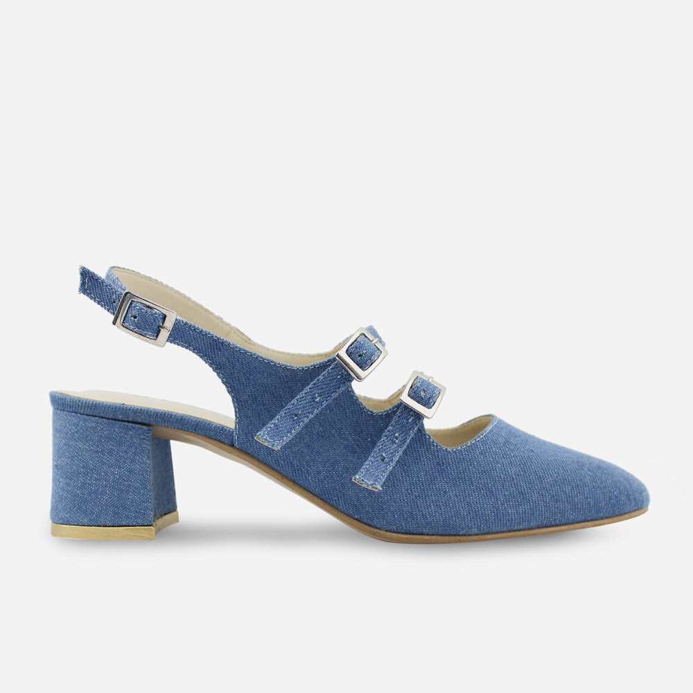 Tacones denim de textil para mujer - Azul