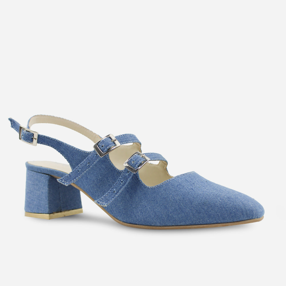 Tacones denim de textil para mujer - Azul