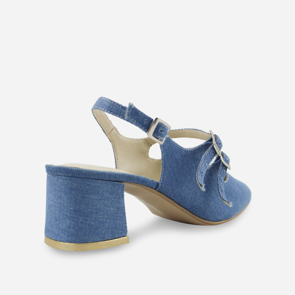 Tacones denim de textil para mujer - Azul