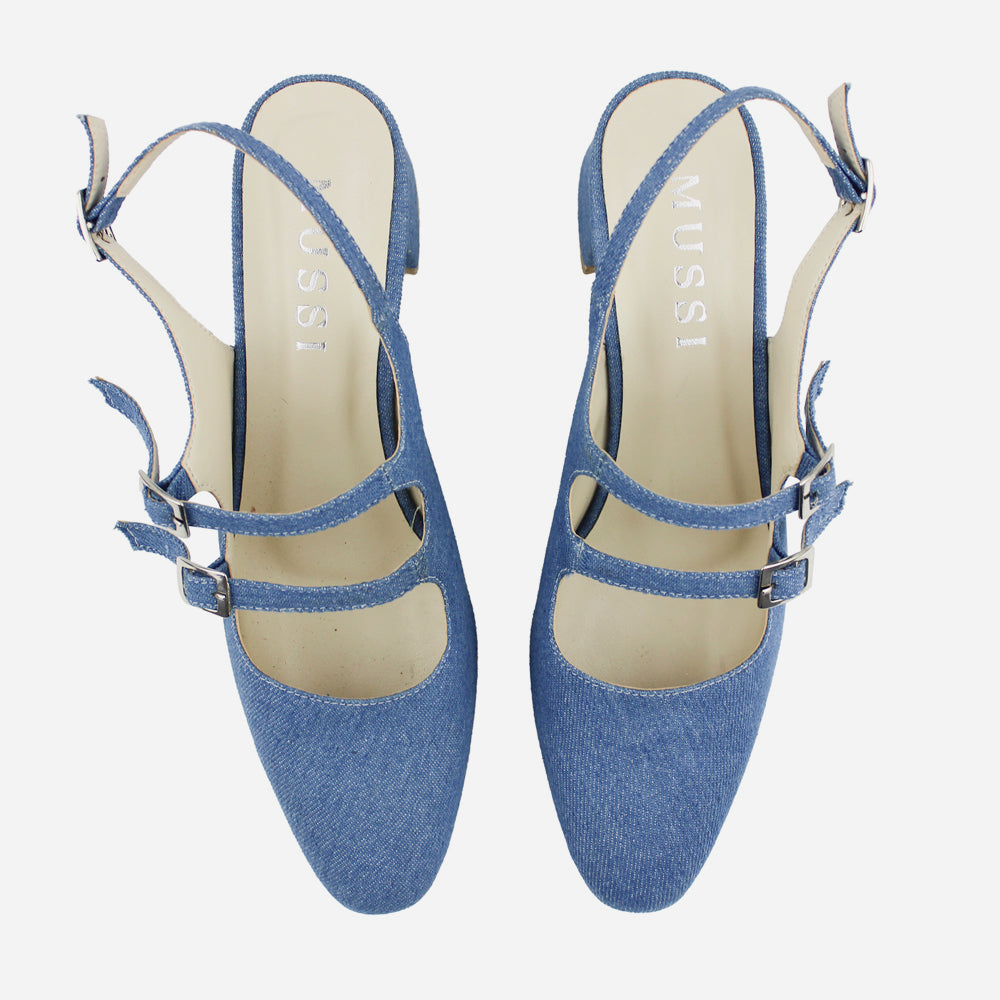 Tacones denim de textil para mujer - Azul