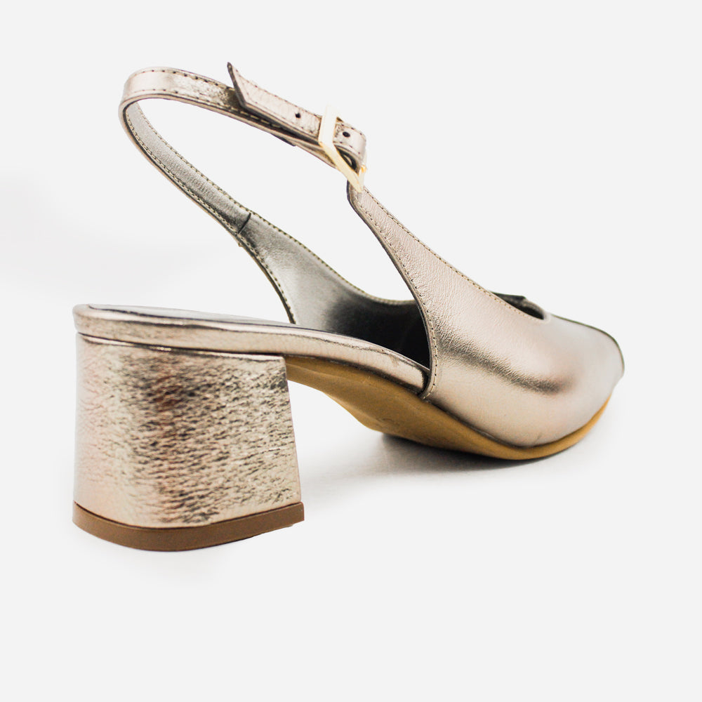 Tacones ayla de cuero para mujer - Bronce