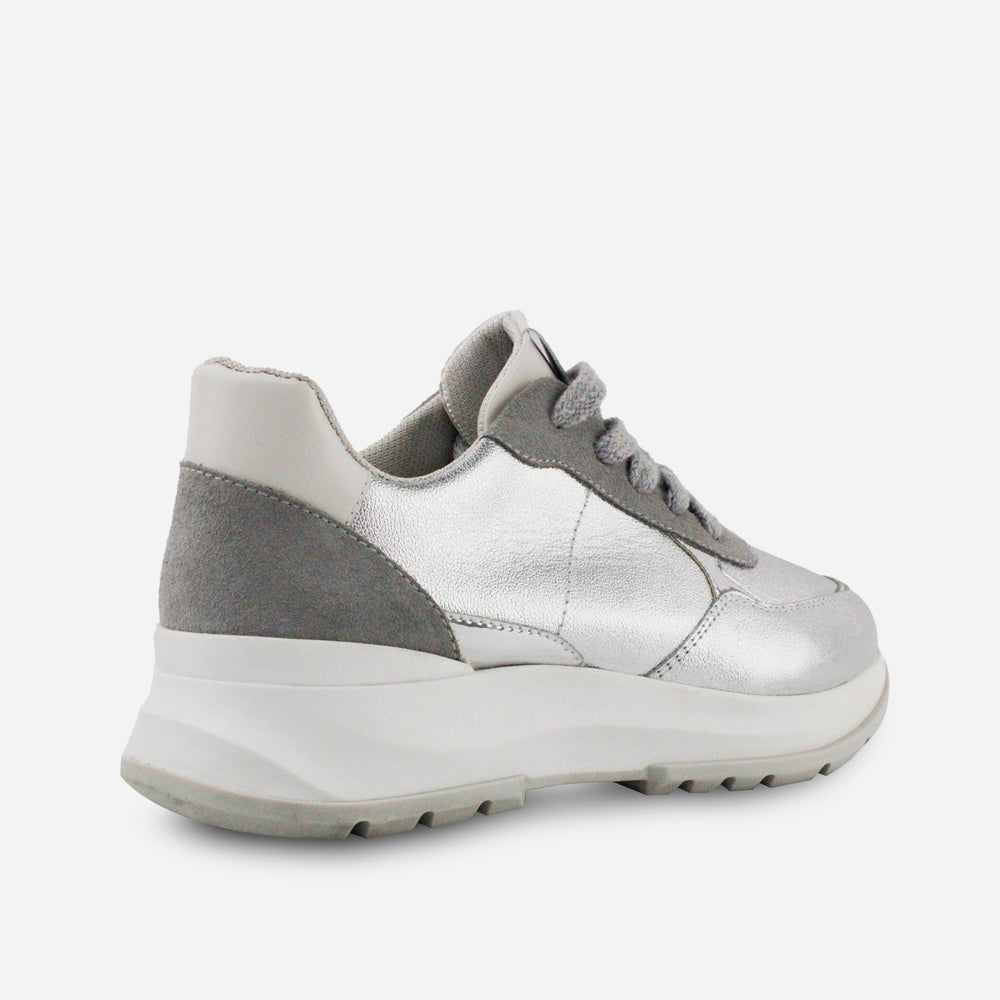 Tenis Sneakers fidda de cuero para mujer - Plata