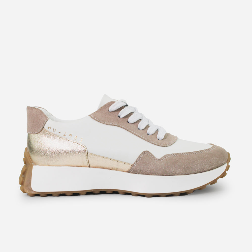 Tenis Sneakers alessa de cuero para mujer - Blanco