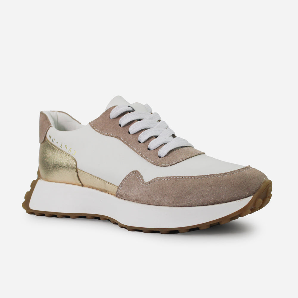 Tenis Sneakers alessa de cuero para mujer - Blanco