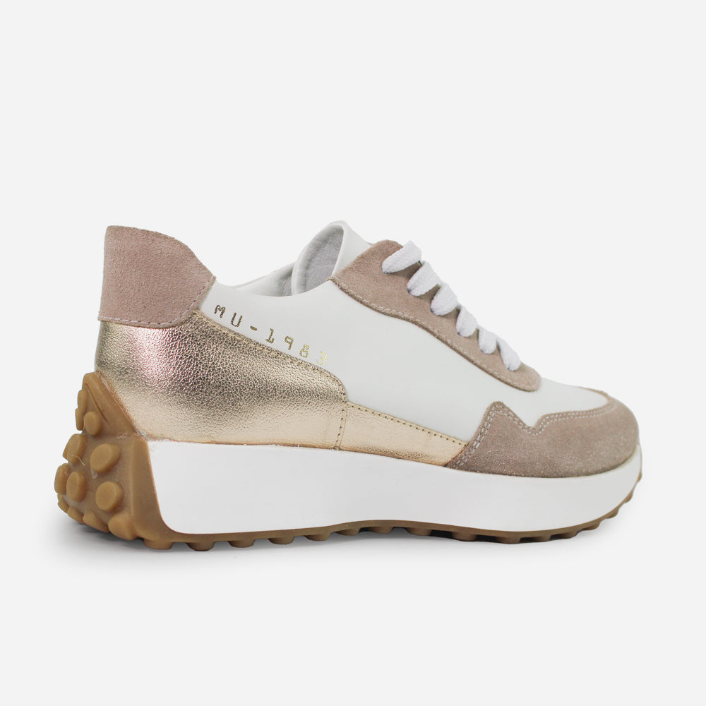 Tenis Sneakers alessa de cuero para mujer - Blanco