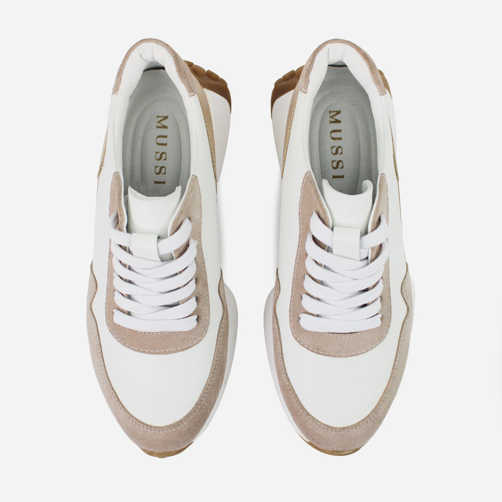 Tenis Sneakers alessa de cuero para mujer - Blanco